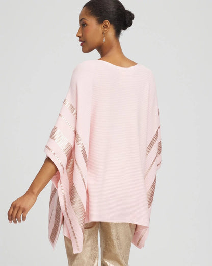 Chico's Recommended | Sequin Striped Sweater Poncho