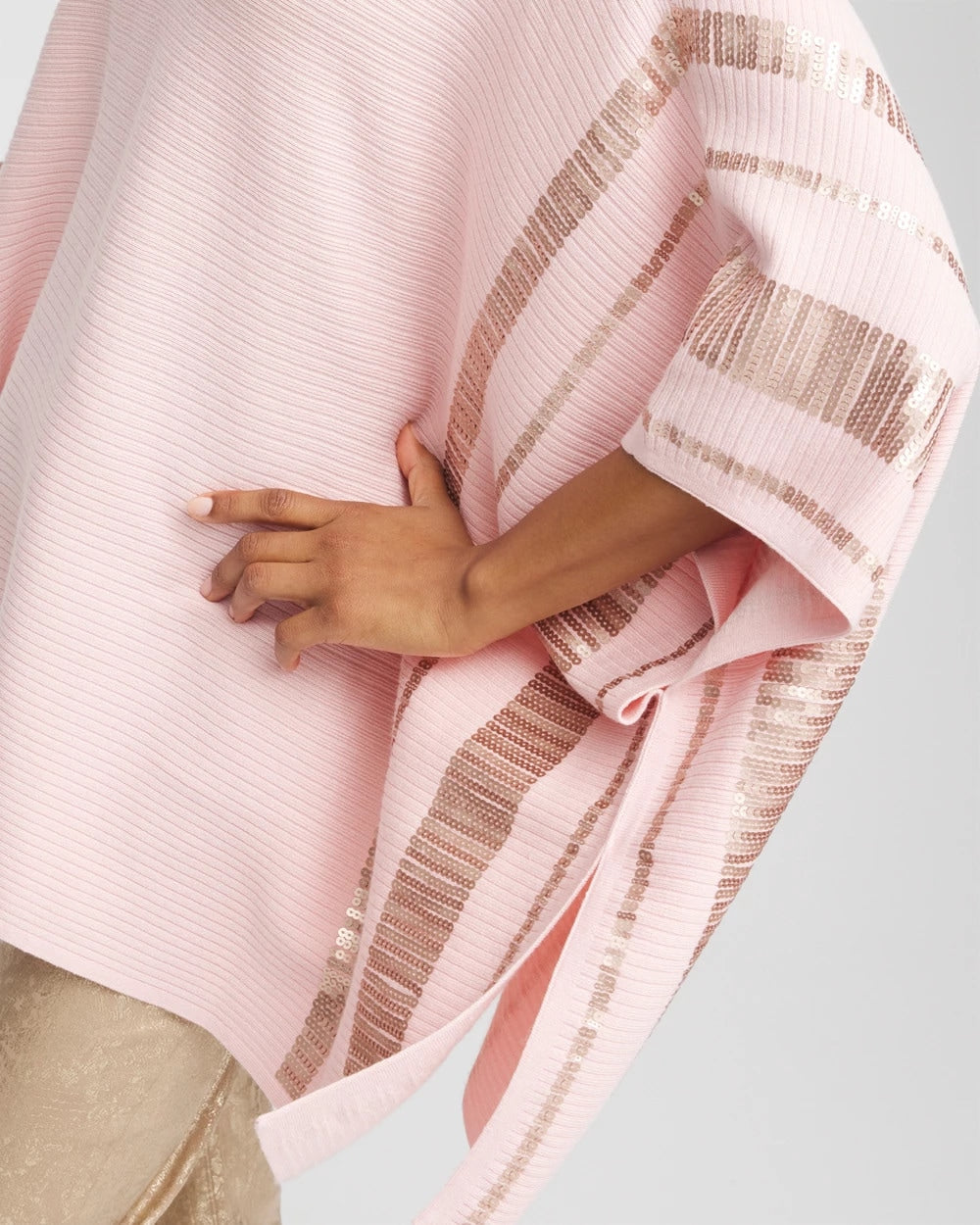 Chico's Recommended | Sequin Striped Sweater Poncho
