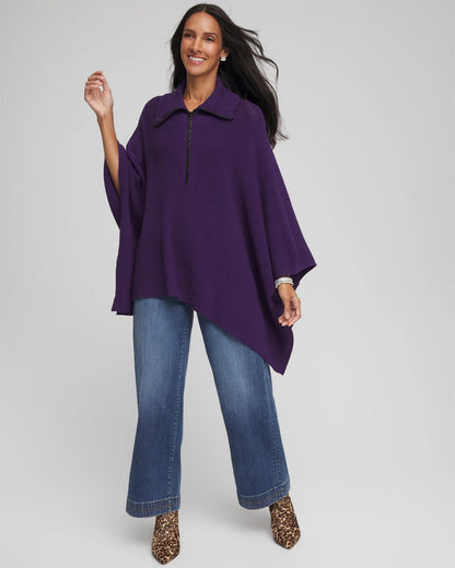 Chico's Latest | Rhinestone Zip-Collar Sweater Poncho