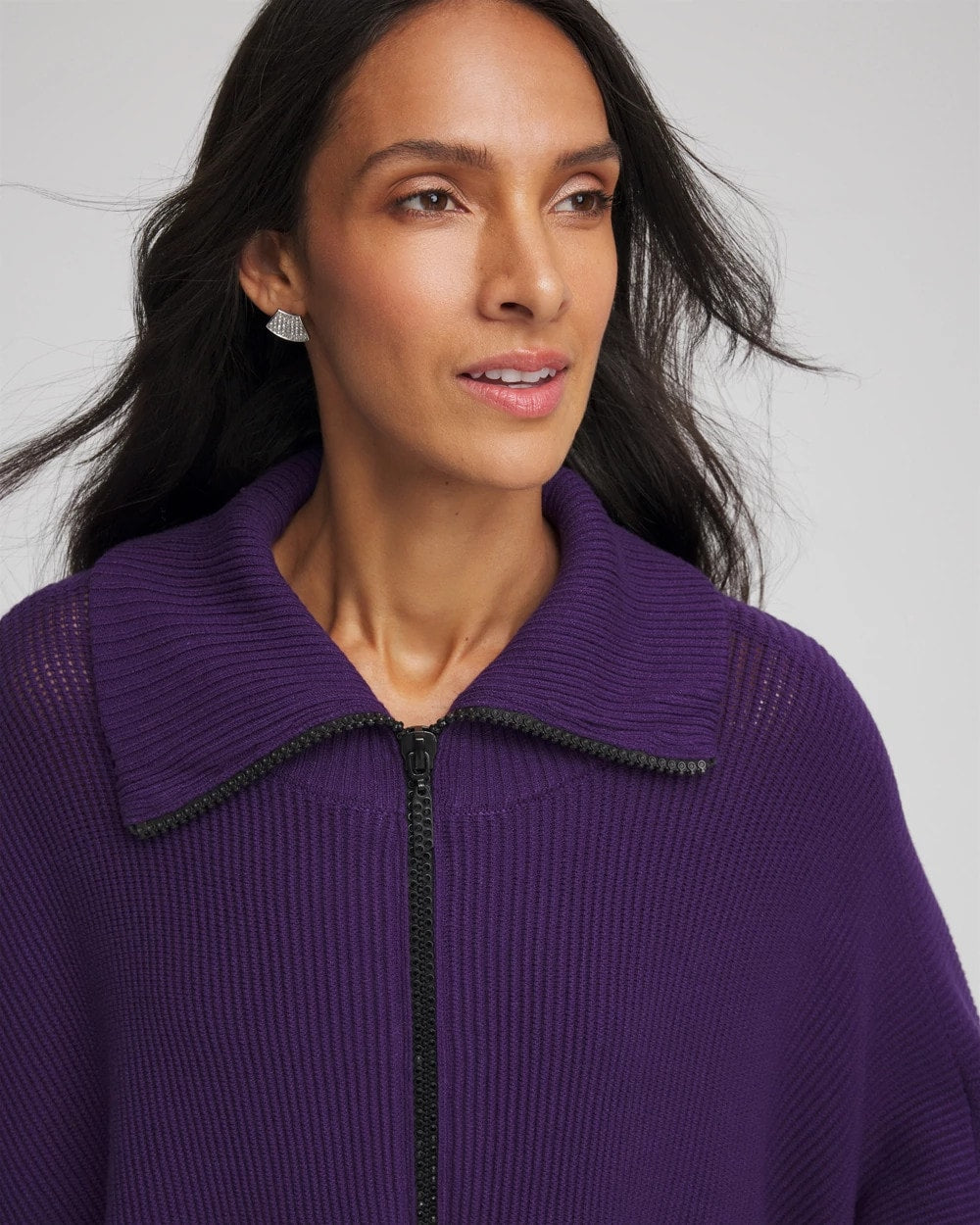 Chico's Latest | Rhinestone Zip-Collar Sweater Poncho