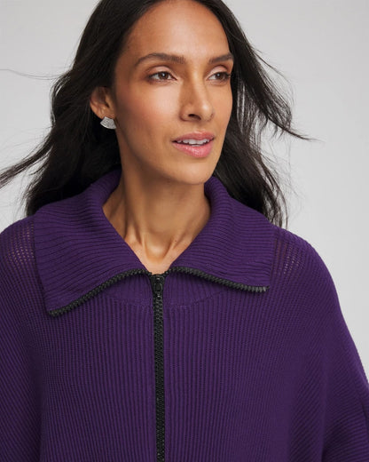 Chico's Latest | Rhinestone Zip-Collar Sweater Poncho