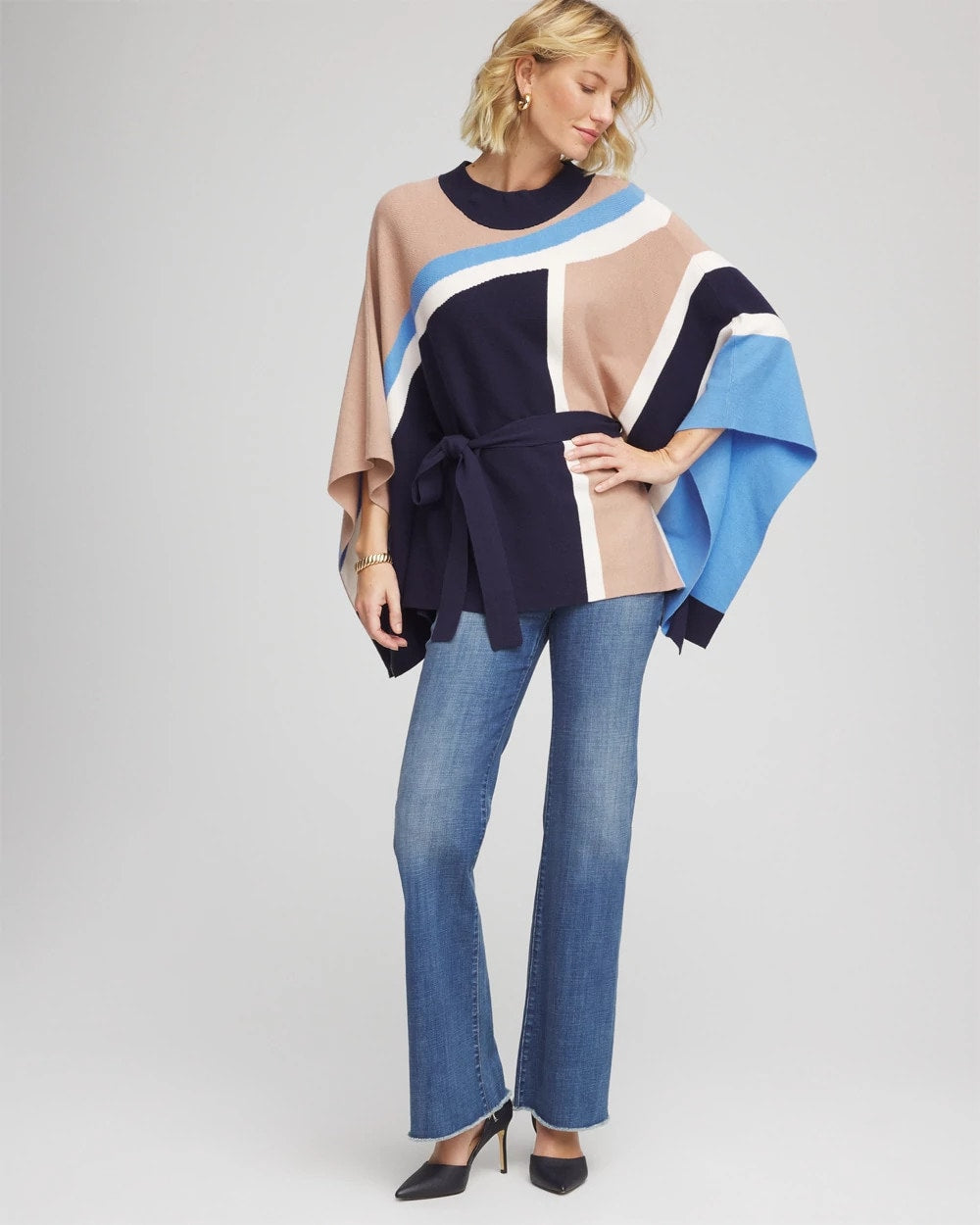 Chico's Sale | Belted Colorblock Poncho