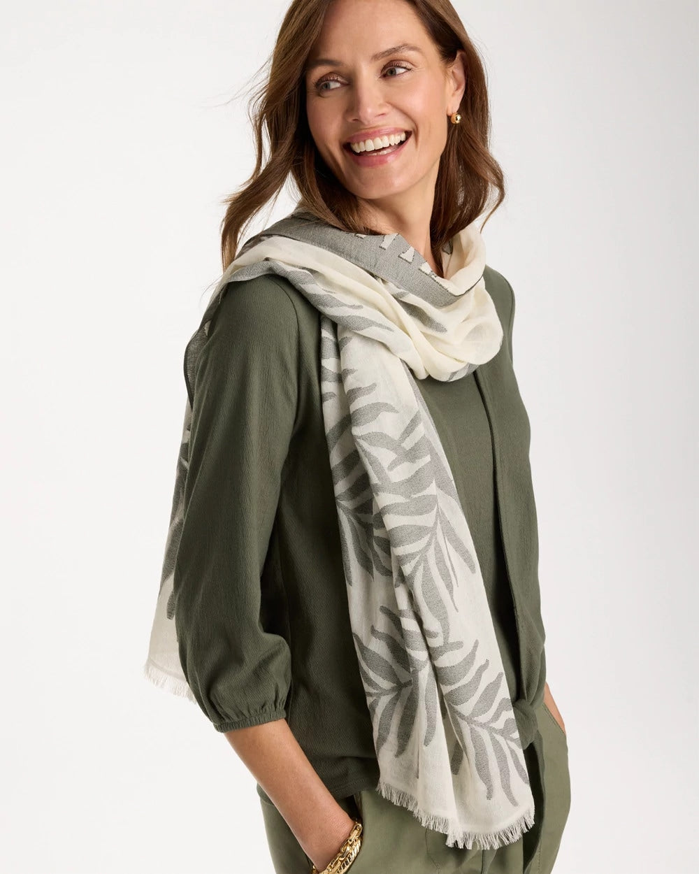 Chico's Trending | Palm Embroidered Oblong Scarf