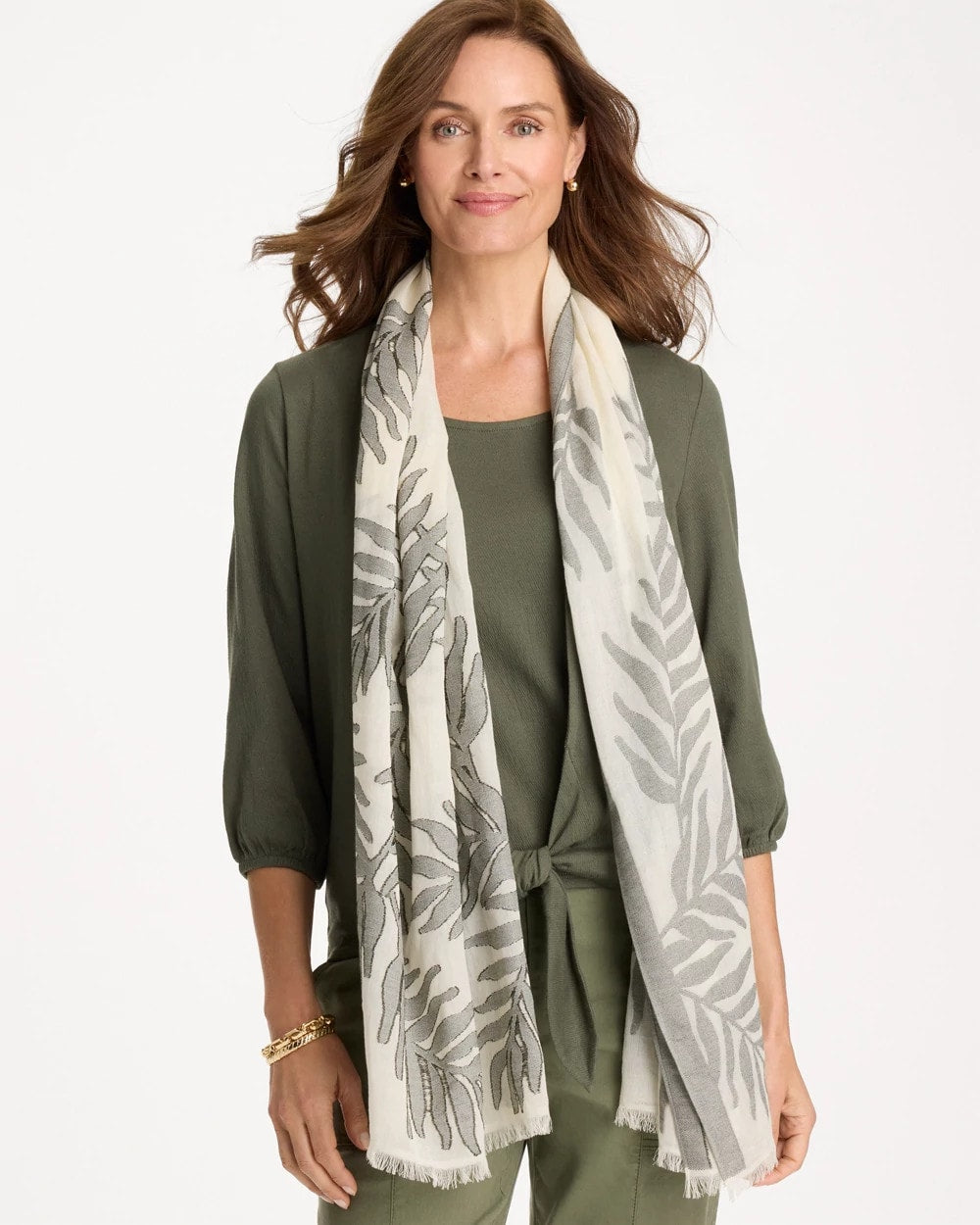 Chico's Trending | Palm Embroidered Oblong Scarf