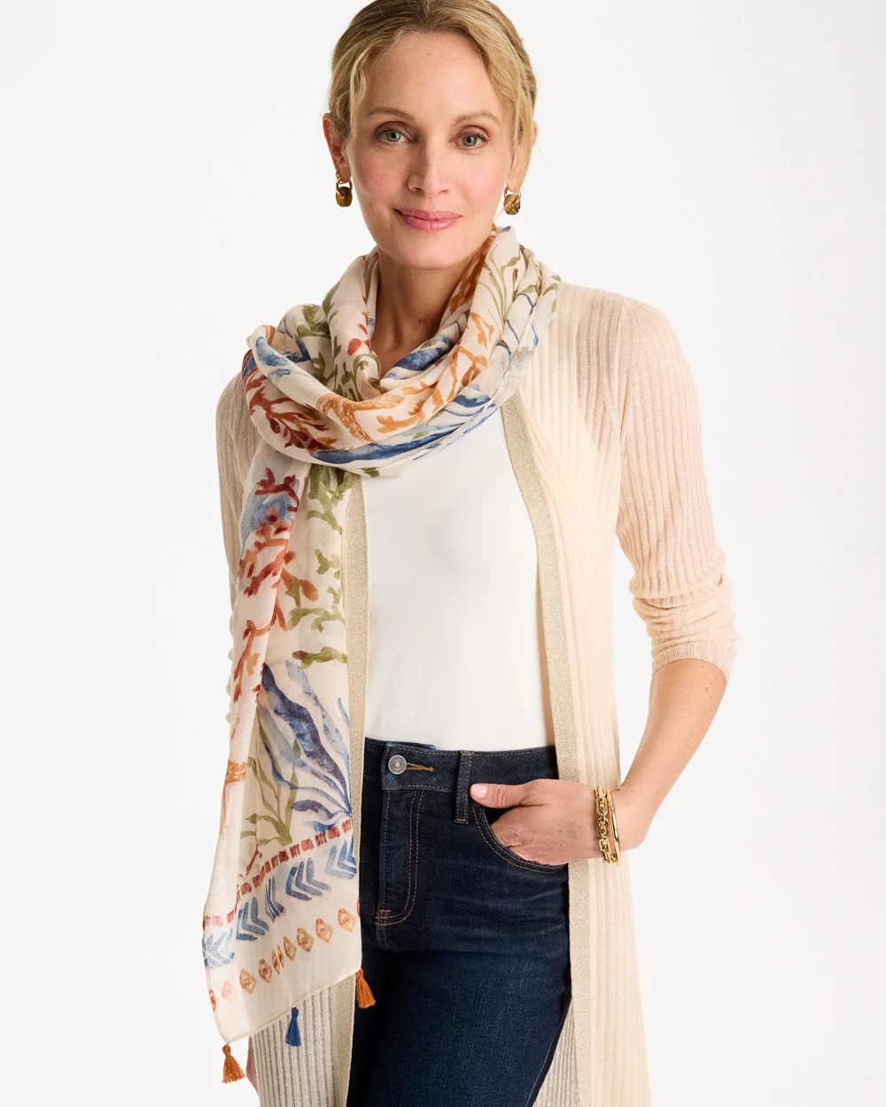 Chico's Top Pick | Sea Life Tassel Oblong Scarf
