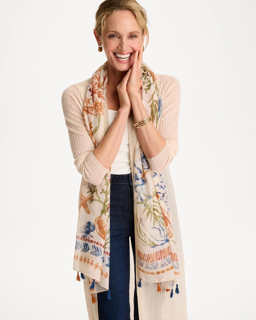 Chico's Top Pick | Sea Life Tassel Oblong Scarf