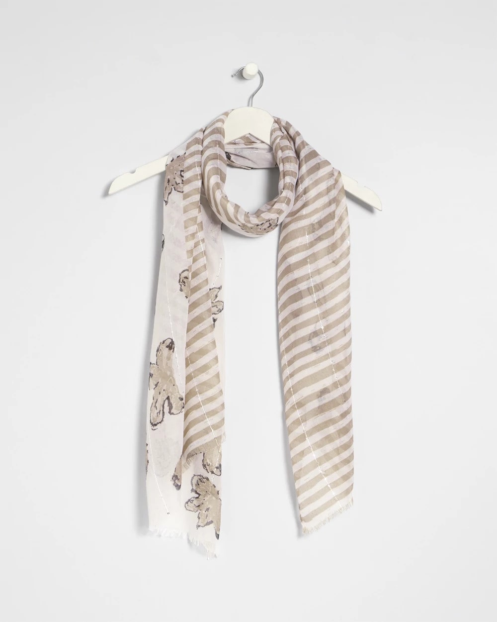 Chico's Classic | Striped Floral Oblong Scarf