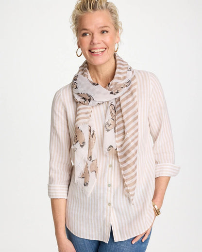 Chico's Classic | Striped Floral Oblong Scarf