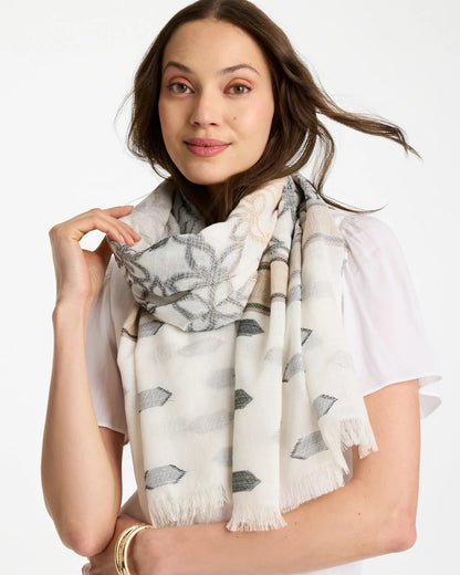 Chico's Best Price | Neutral Paisley Polka Dot Oblong Scarf