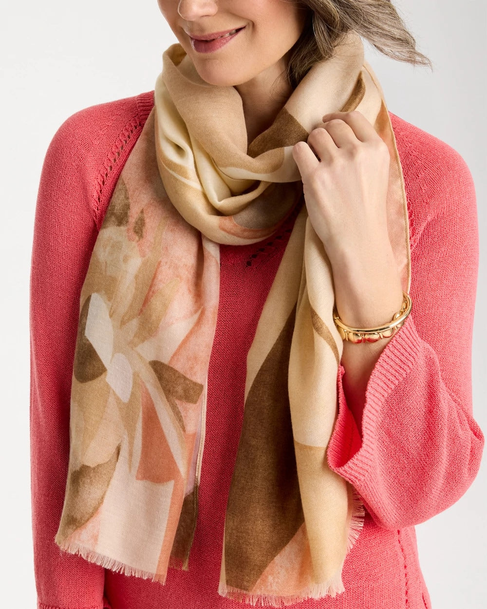 Chico's Popular | Neutral Floral Oblong Scarf