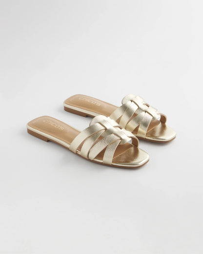 Chico's Deals | Leather Cassidy Cross-Strap Slide Shoes