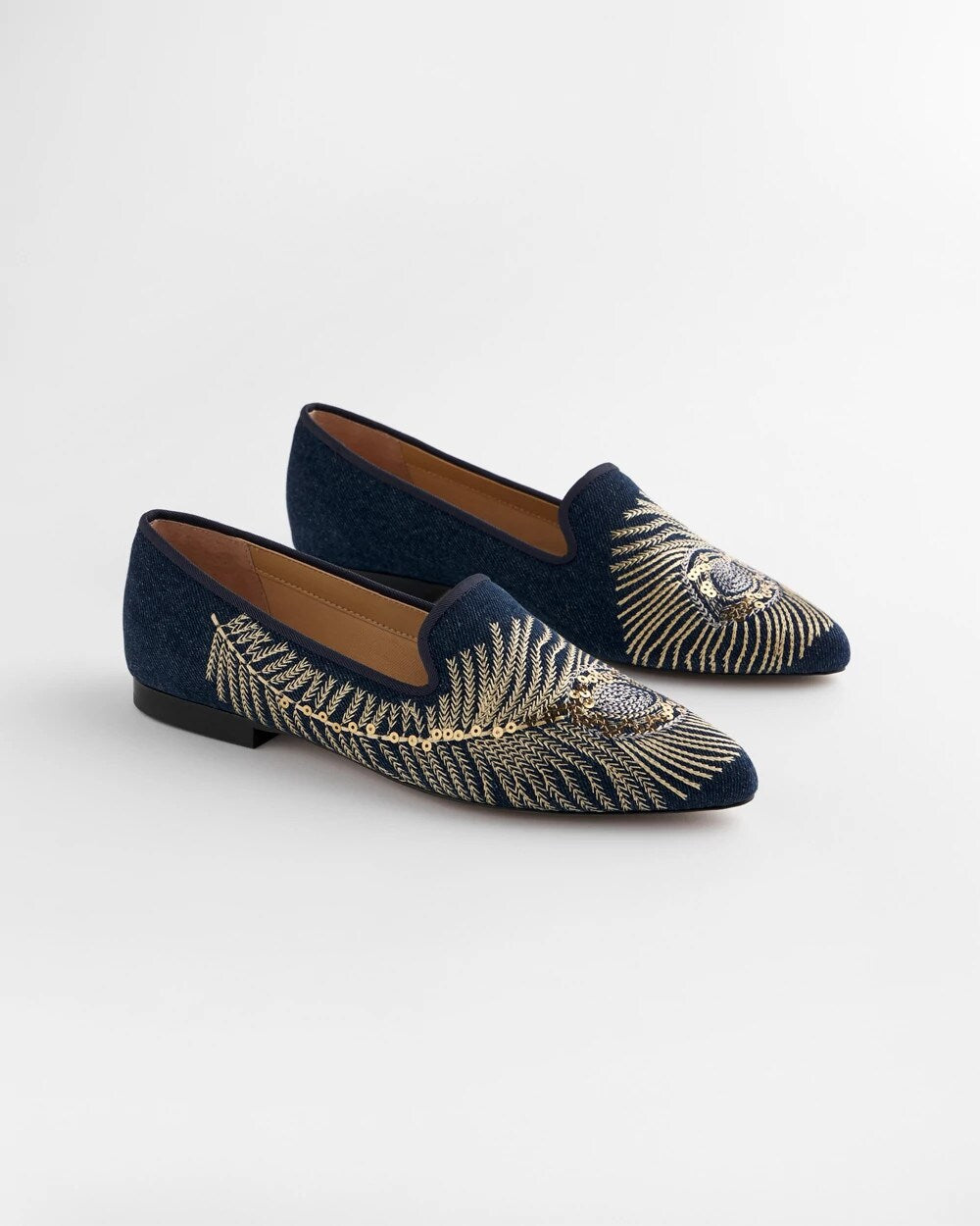 Chico's Popular | Peacock Embroidered Flats