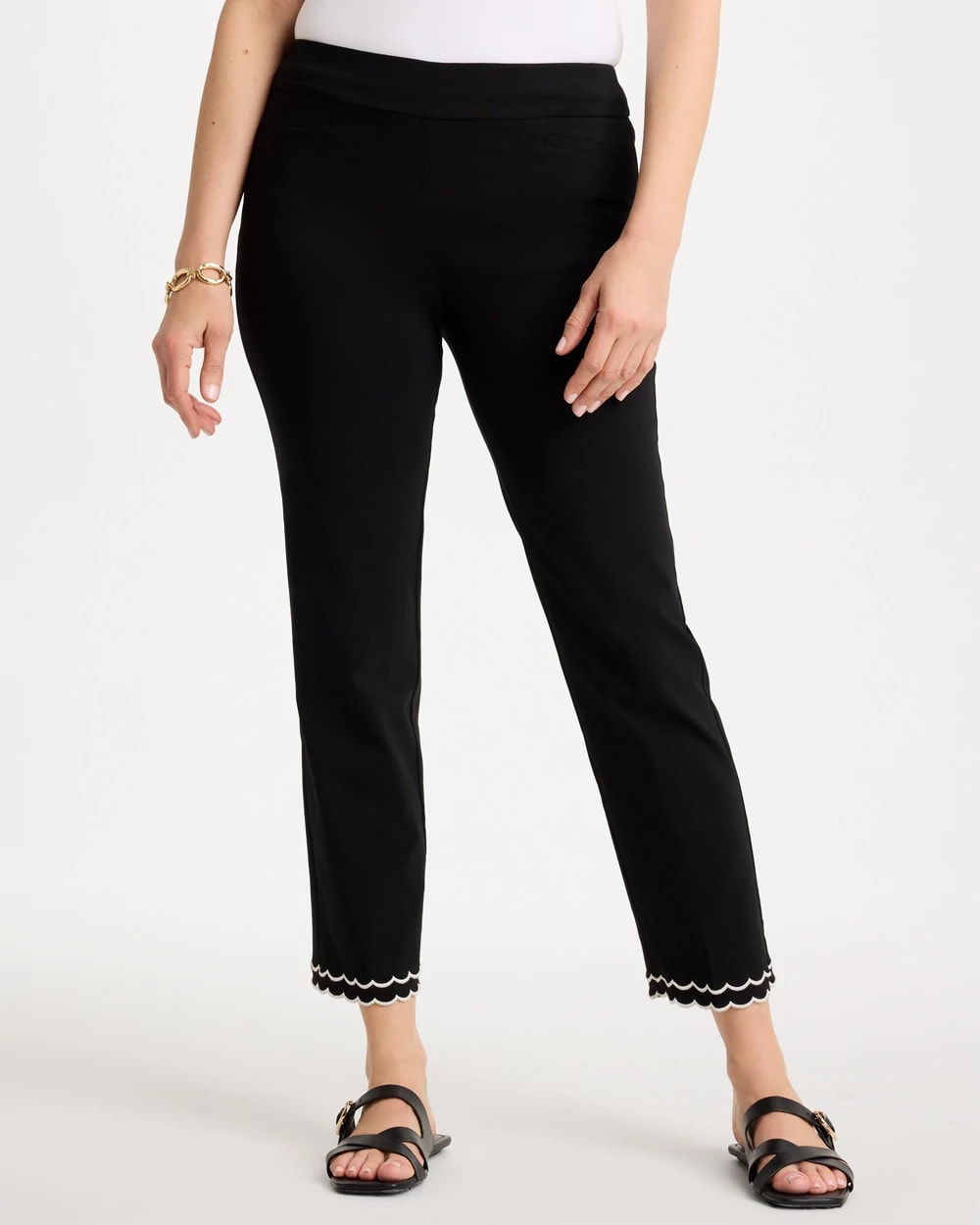 Chico's Best Seller | Contrast Scallop Brigitte™ Slim Crop Pant