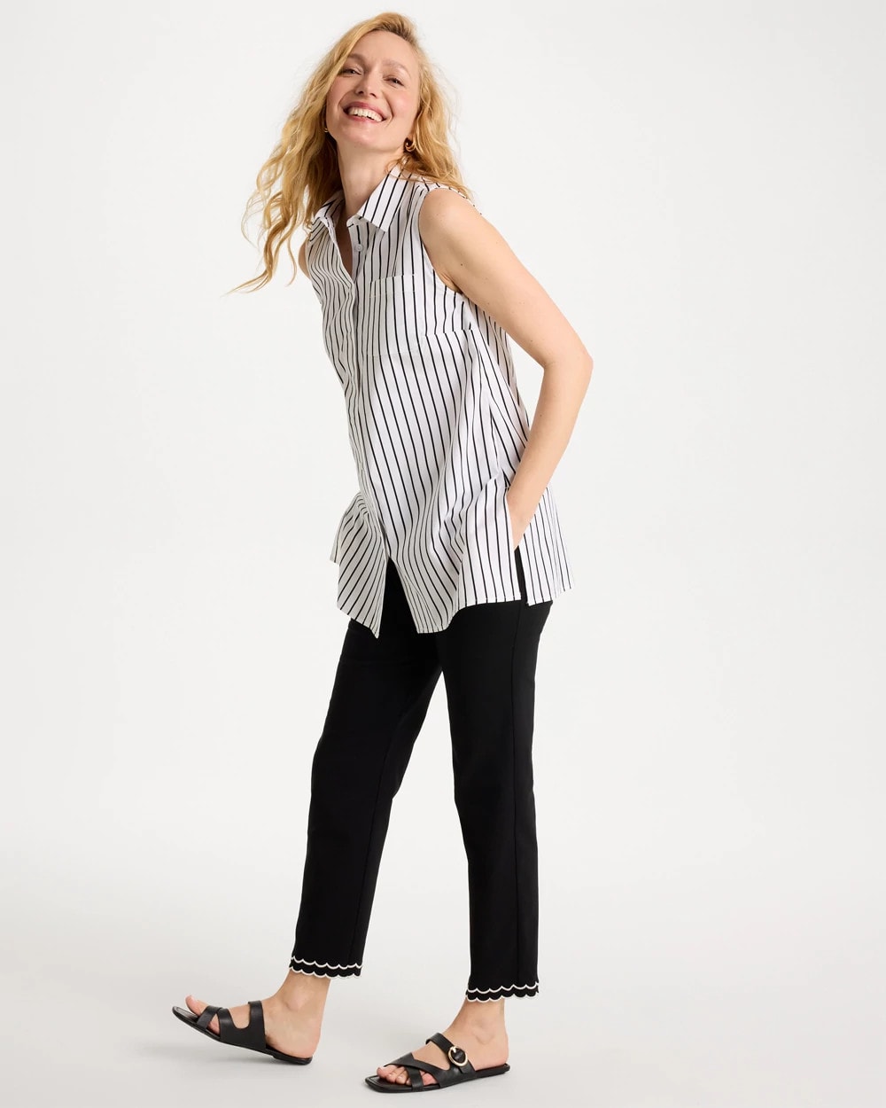 Chico's Best Seller | Contrast Scallop Brigitte™ Slim Crop Pant