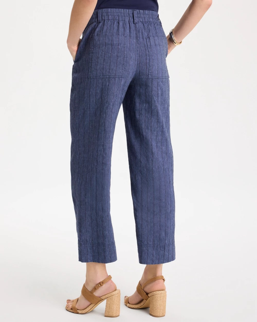 Chico's Everyday | Pinstripe Soft-Stretch Linen Crop Pant