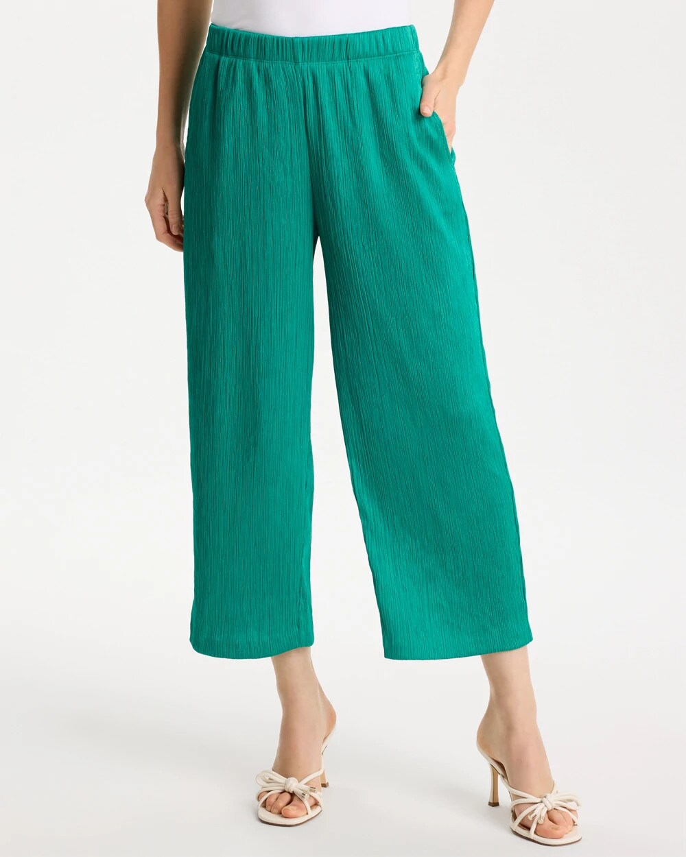 Chico's Sale | Petite Travelers™ Crinkle Textured Crop Pants