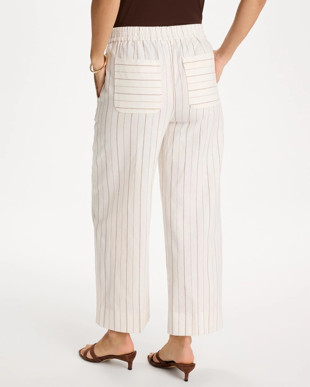 Chico's Signature | Pinstriped Linen-Cotton Crop Pant