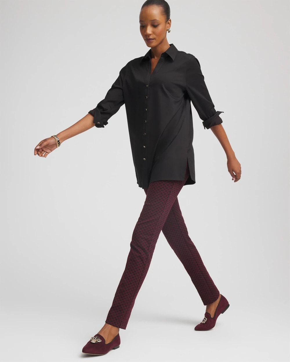 Chico's Quality | Circle Jacquard Juliet Slim Ankle Pants