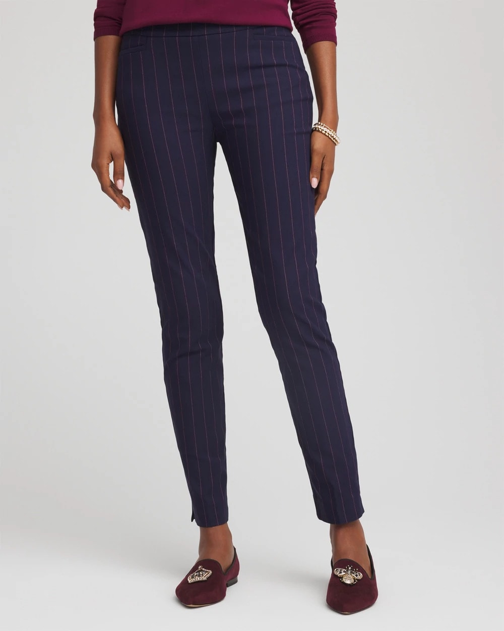 Chico's Best Price | Pinstriped Brigitte™ Slim Pull-On Ankle Pants
