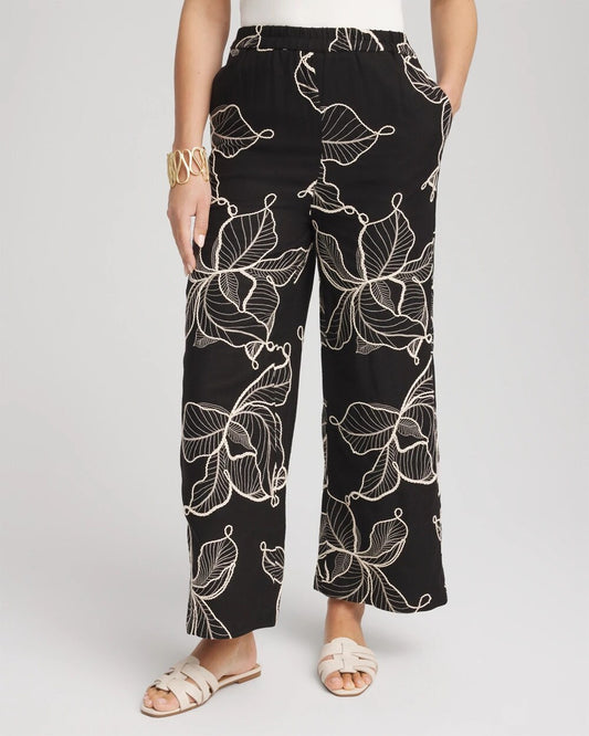 Chico's Best Price | Embroidered Wide-Leg Cropped Pants