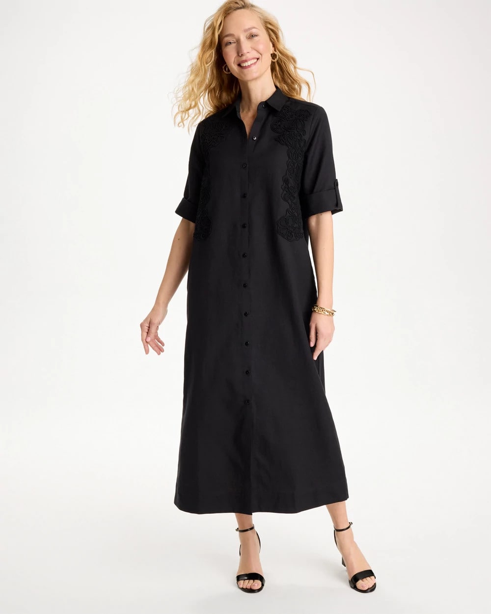 Chico's Trending | Embellished Linen-Cotton Shirtdress