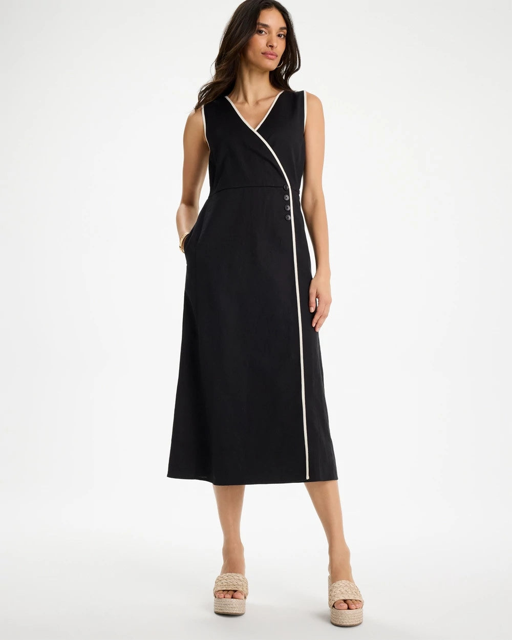 Chico's Quality | Sleeveless Surplice Linen Dress