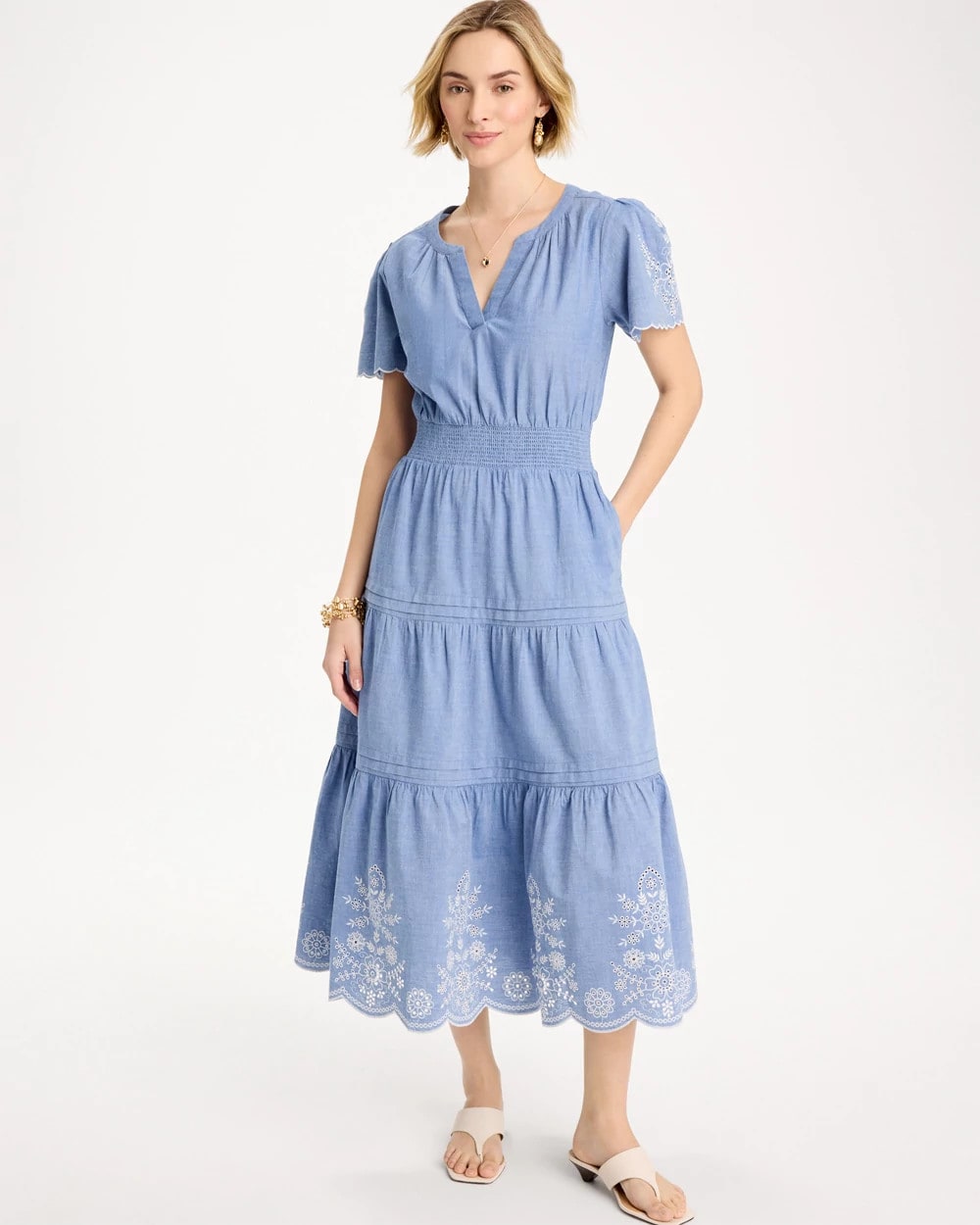 Chico's Top Pick | Chambray Embroidered Dress