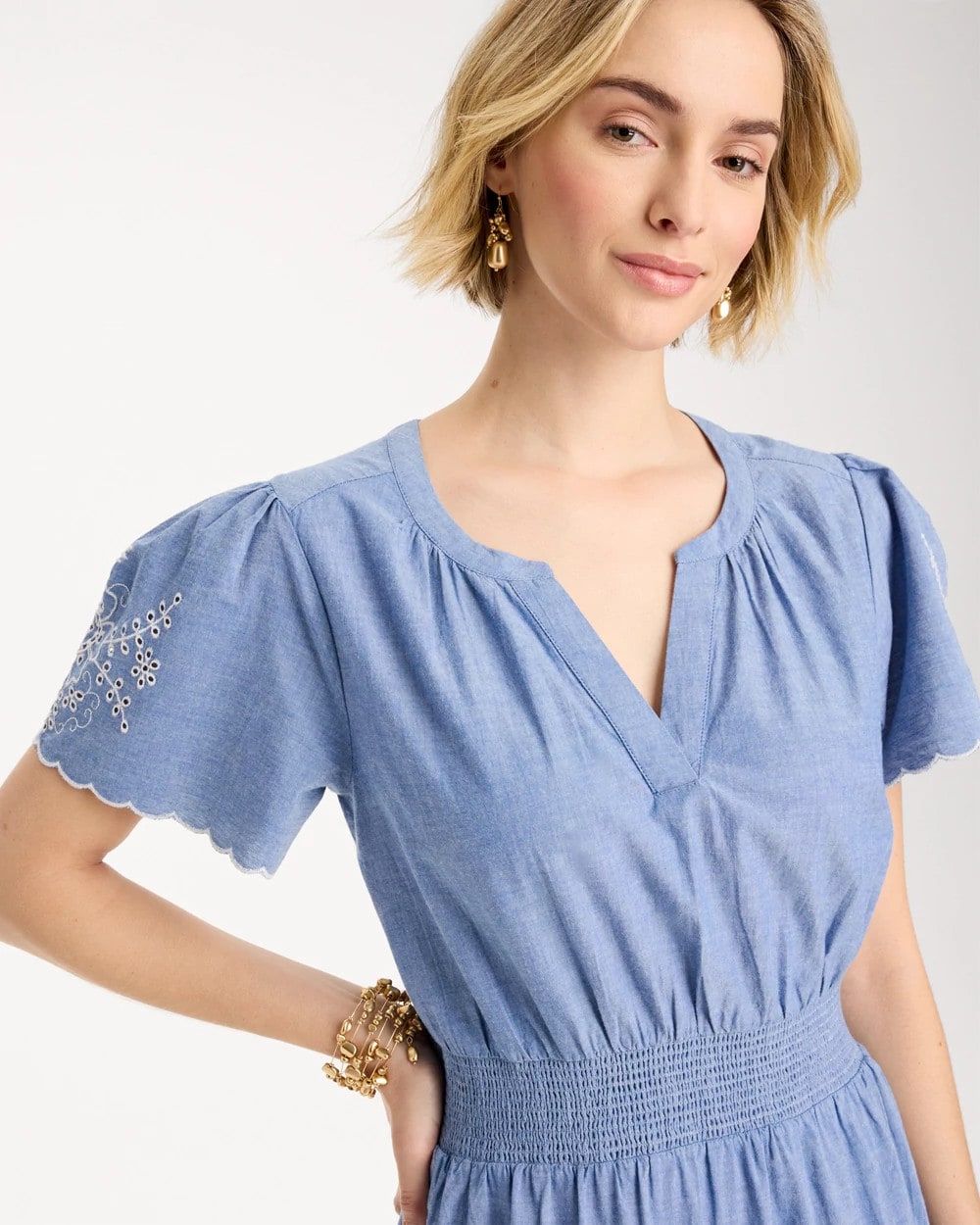 Chico's Top Pick | Chambray Embroidered Dress
