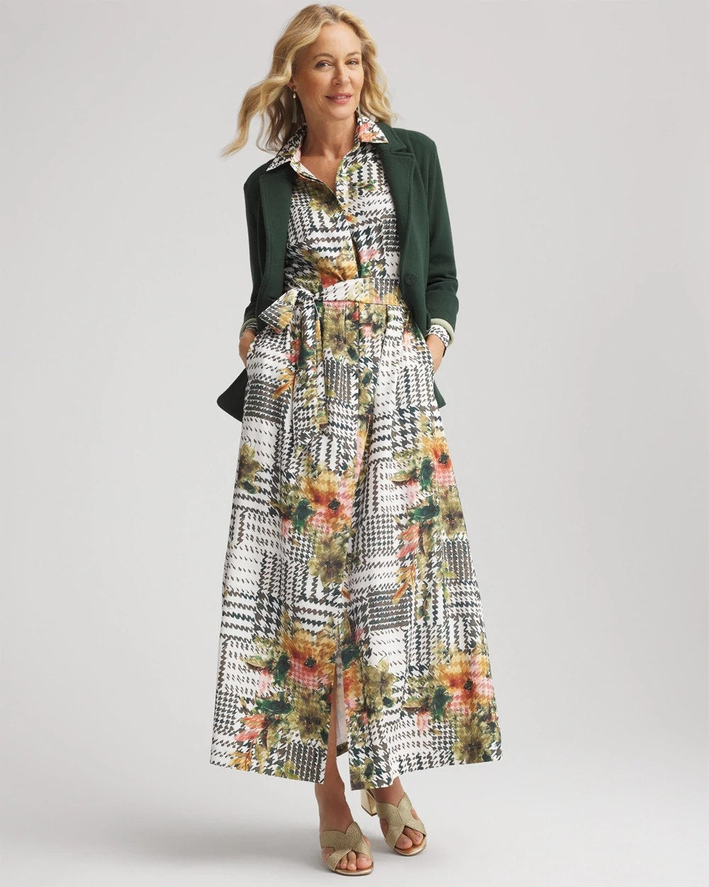 Chico's Discount | Artisanal Floral Print  Maxi Shirtdress