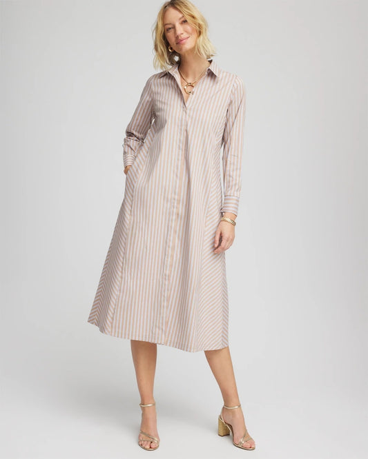 Chico's Exclusive | Vanilla Chai Striped Shirtdress