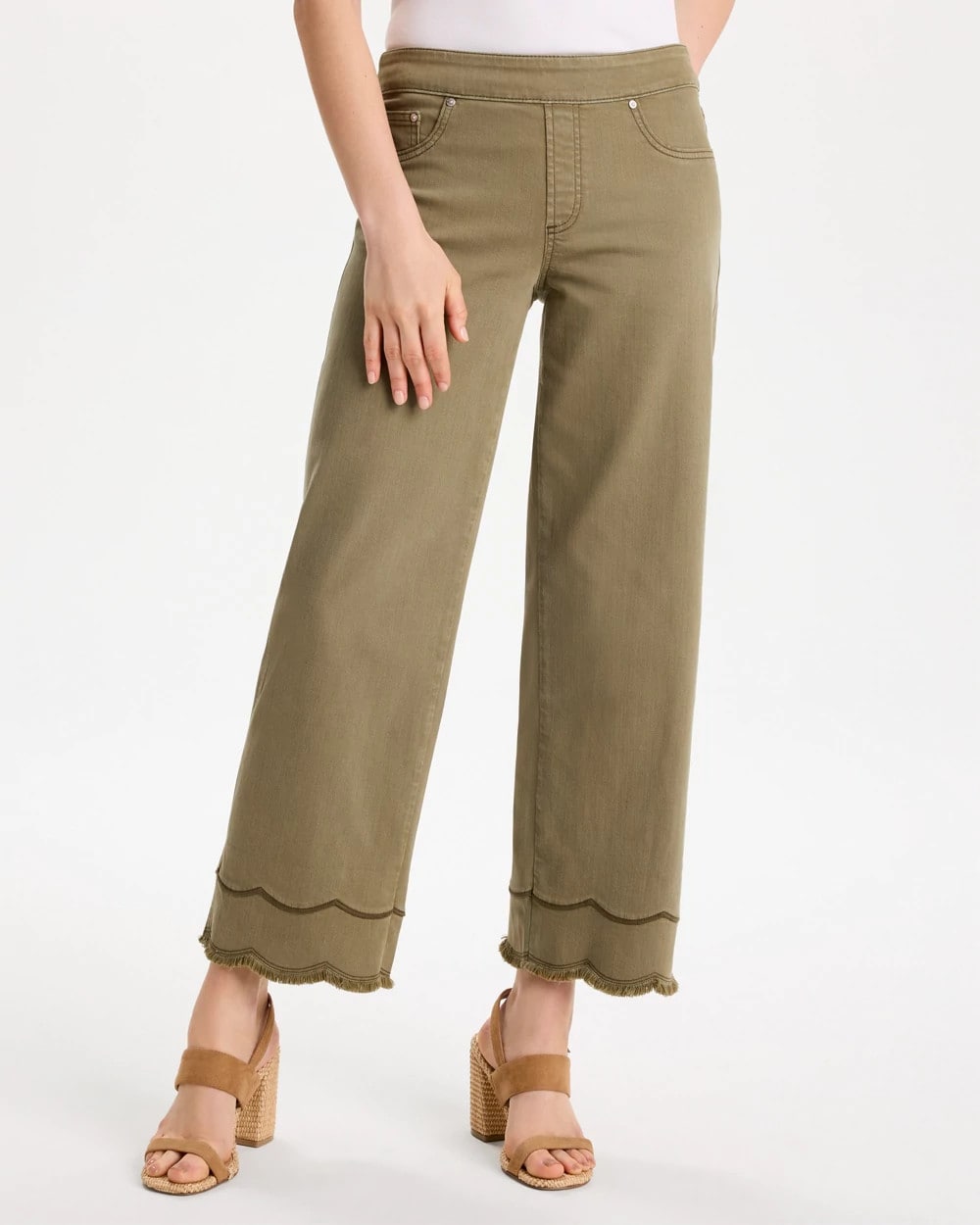 Chico's New | Scallop Pull-On Wide-Leg Crop Jeans