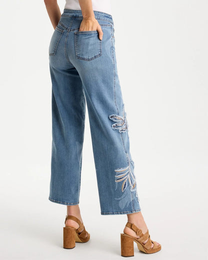 Chico's Featured | Tropical Embroidery Pull-On Wide Crop Jean