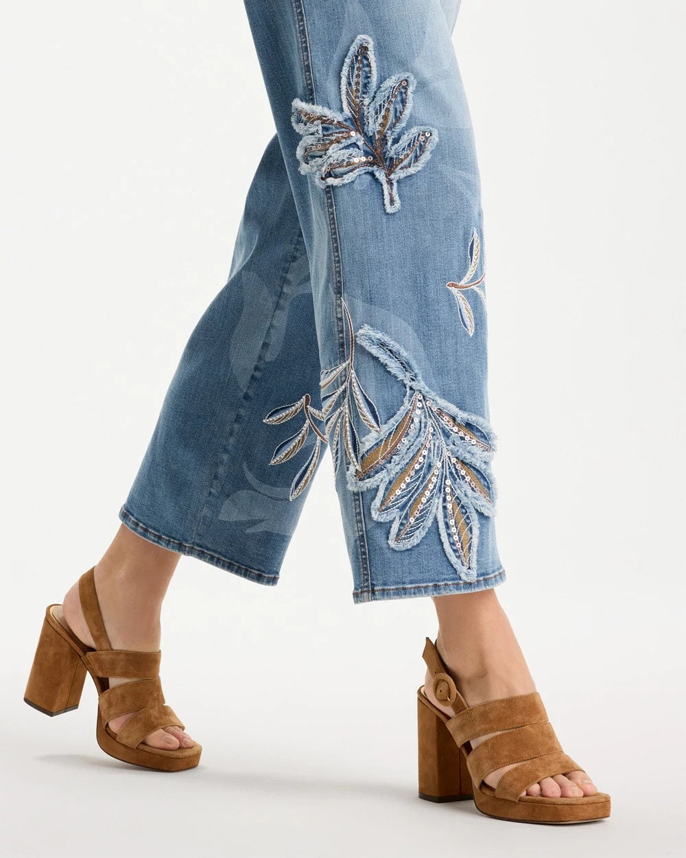 Chico's Featured | Tropical Embroidery Pull-On Wide Crop Jean