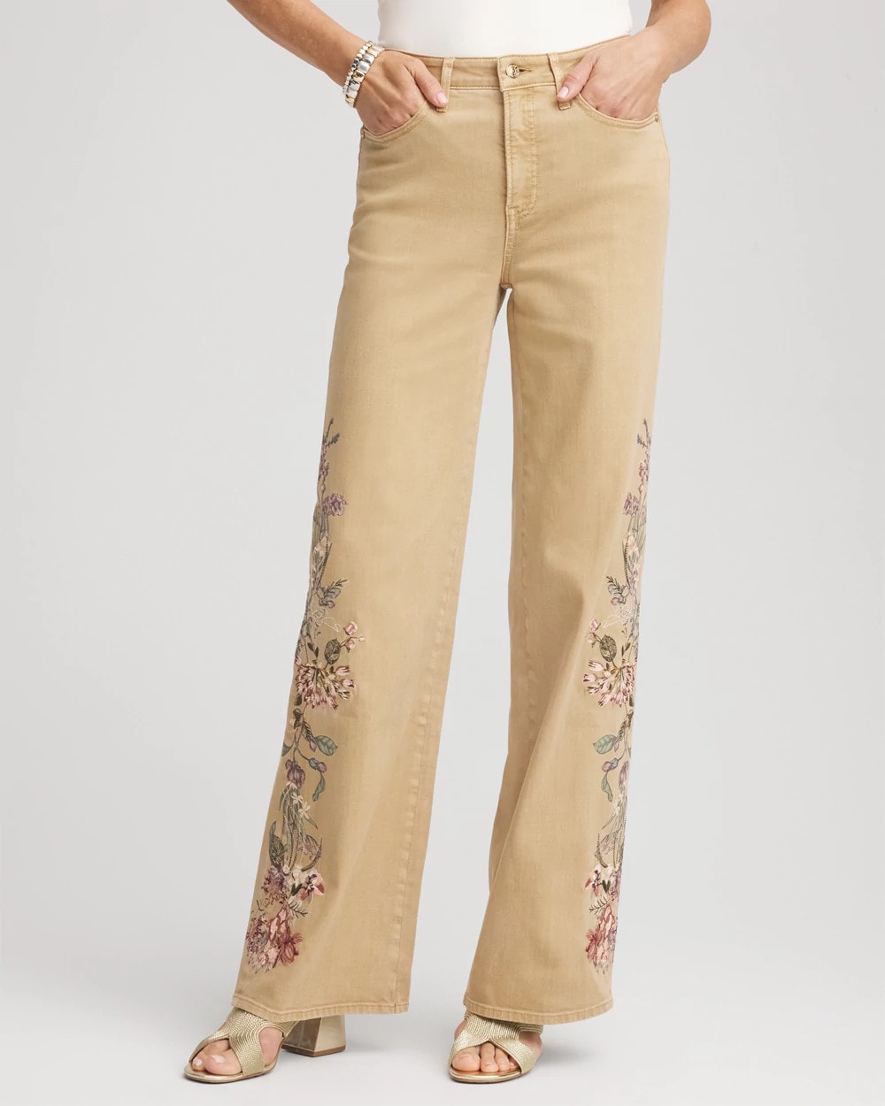Chico's Quality | Embroidered High-Rise Wide-Leg Jeans