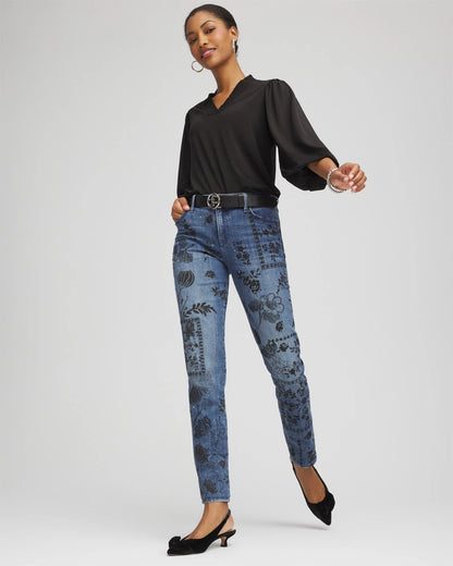 Chico's Best Seller | Mixed-Media Girlfriend Slim Ankle Jeans