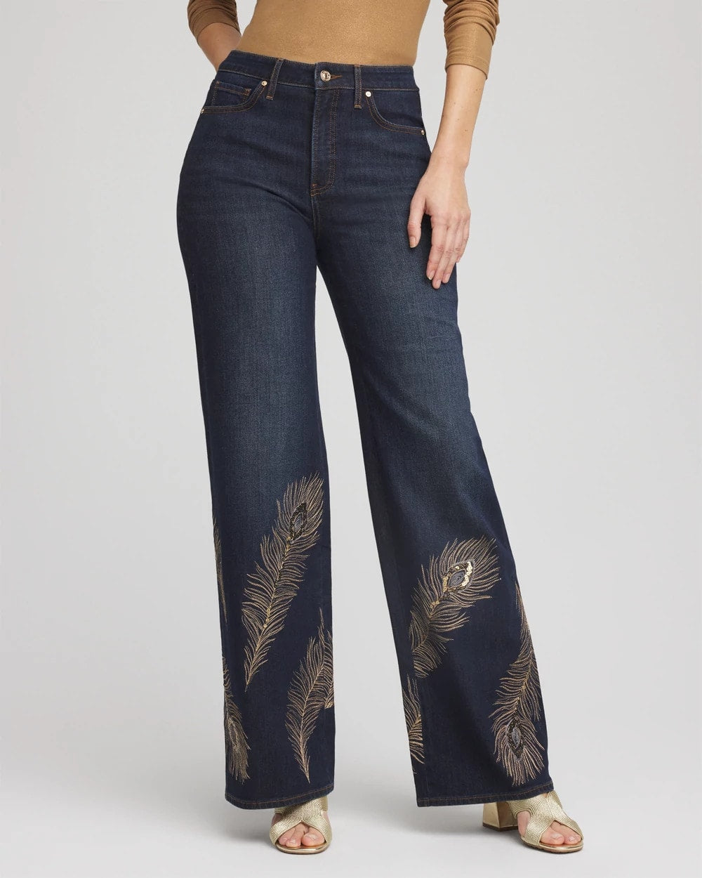 Chico's Hot Sale | Embellished High-Rise Wide-Leg Jeans