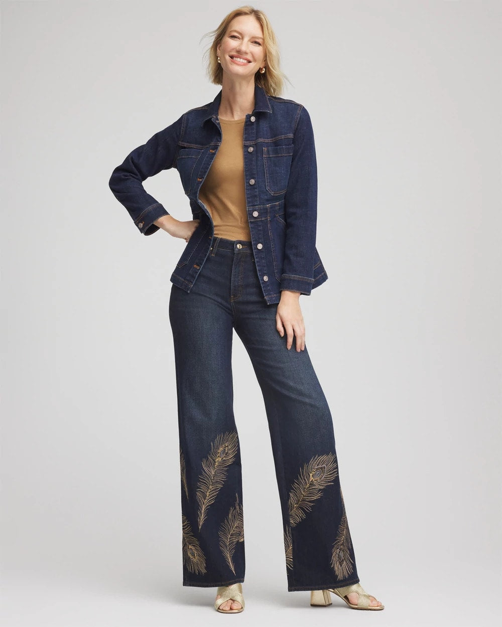 Chico's Hot Sale | Embellished High-Rise Wide-Leg Jeans