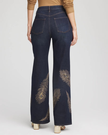 Chico's Hot Sale | Embellished High-Rise Wide-Leg Jeans