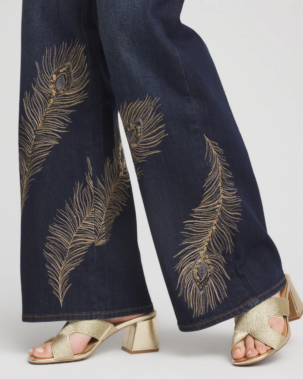 Chico's Hot Sale | Embellished High-Rise Wide-Leg Jeans