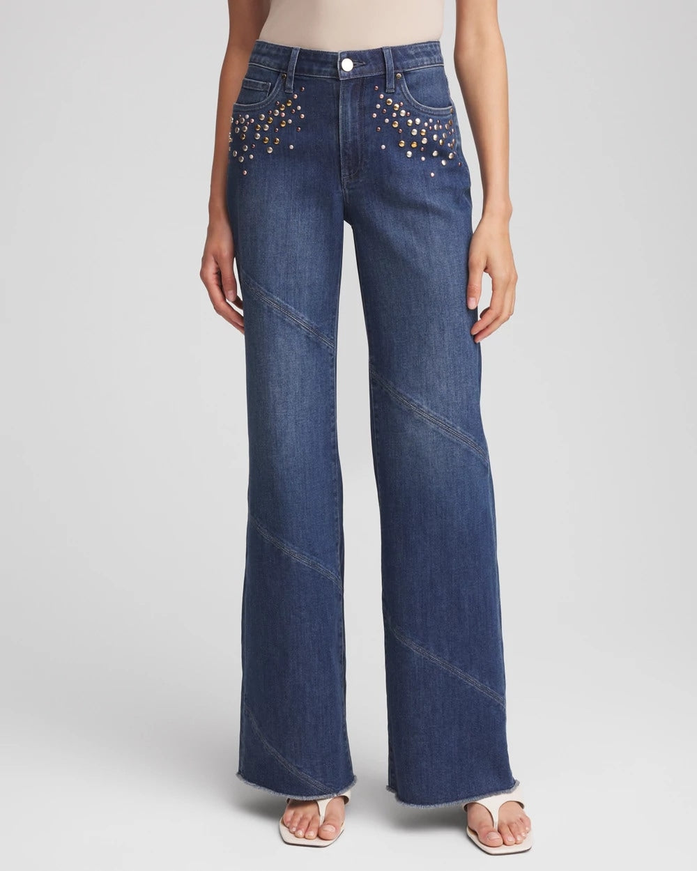 Chico's Featured | Embellished Frayed Flared-Leg Jeans