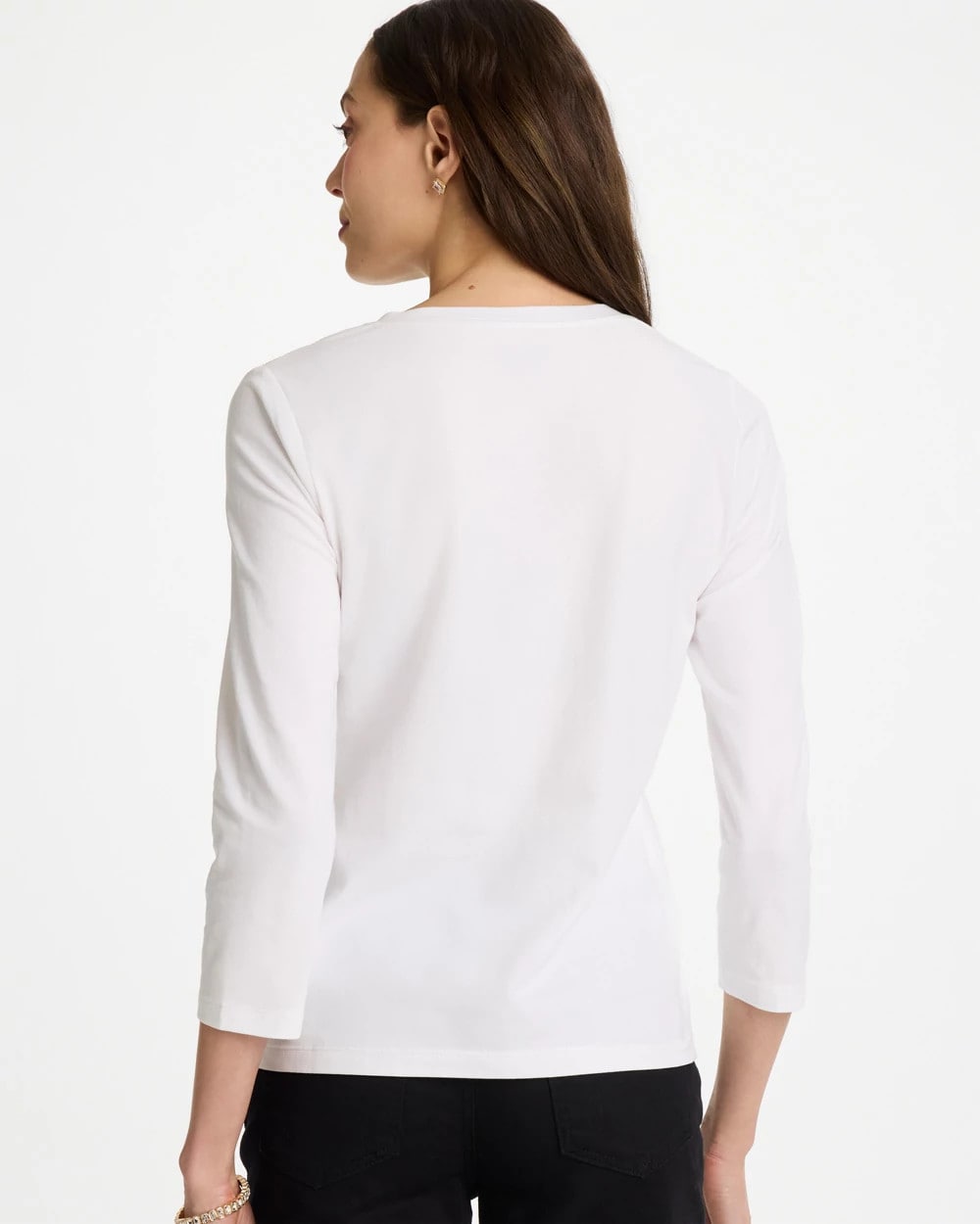 Chico's Great Value | Printed Cotton Stretch 3/4 Sleeve Tee