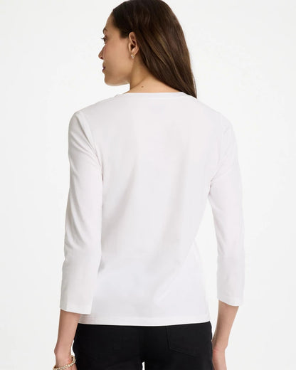 Chico's Great Value | Printed Cotton Stretch 3/4 Sleeve Tee