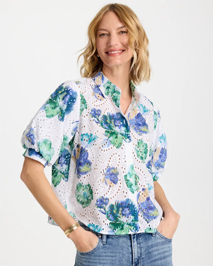 Chico's Popular | Floral Paisley Eyelet Blouse
