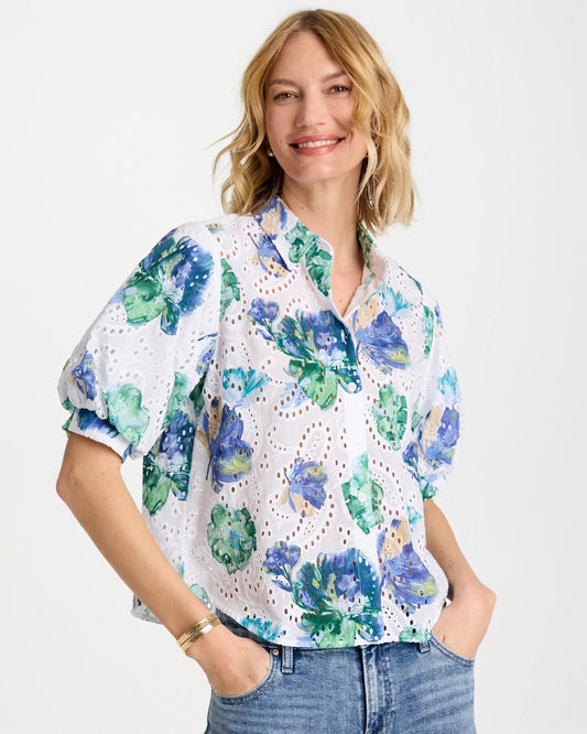 Chico's Popular | Floral Paisley Eyelet Blouse