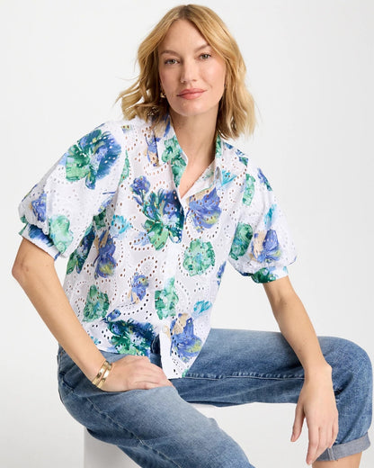 Chico's Popular | Floral Paisley Eyelet Blouse