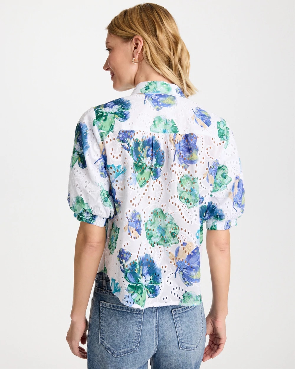 Chico's Popular | Floral Paisley Eyelet Blouse