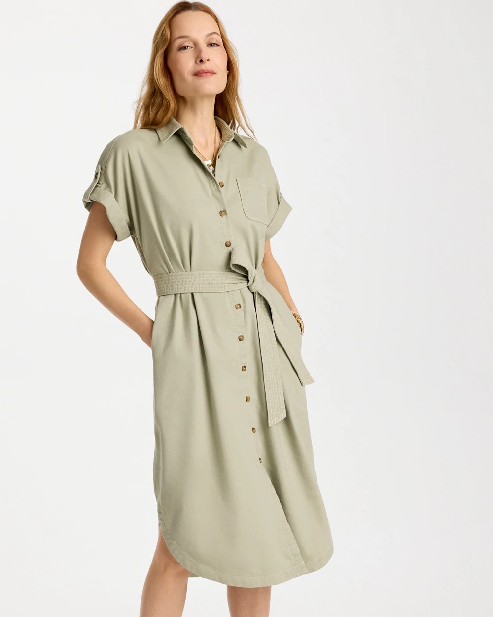 Chico's Latest | Dolman Tie Hemp Denim Shirtdress