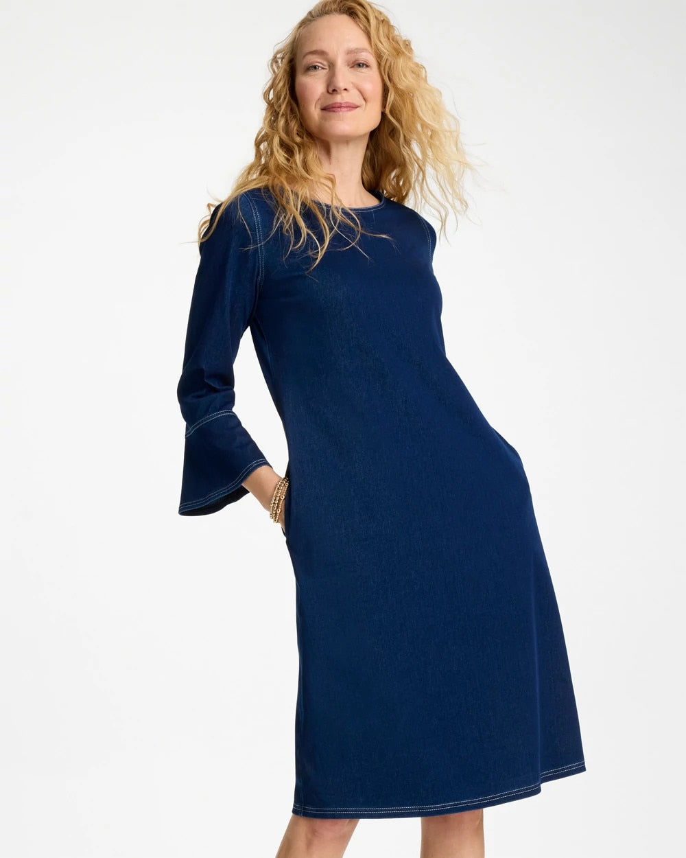 Chico's Special Offer | Bell Sleeve Knit Denim Dress