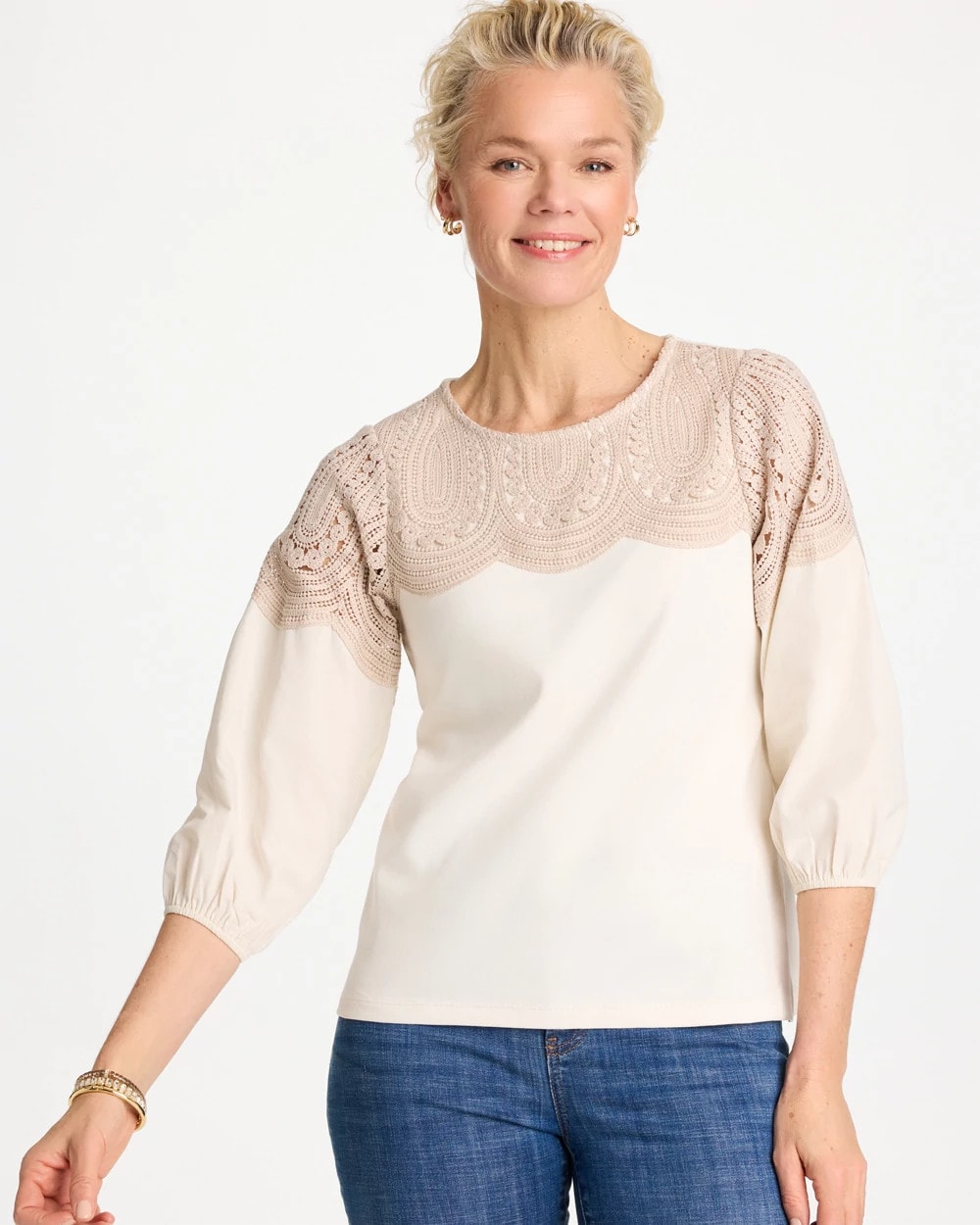 Chico's Special Offer | Lace Crochet Sleeve Tee
