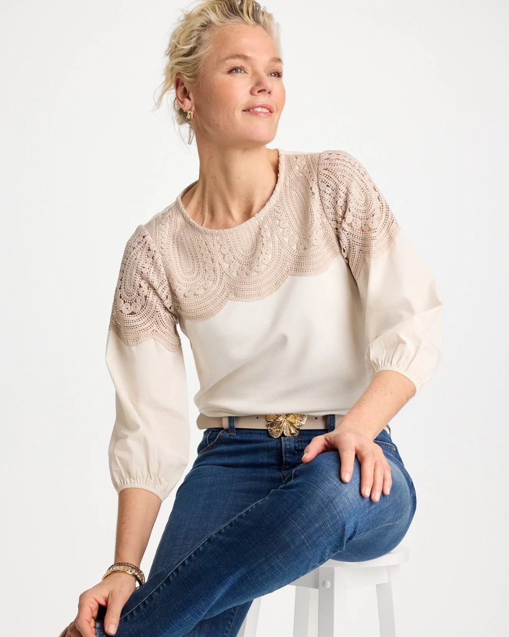 Chico's Special Offer | Lace Crochet Sleeve Tee